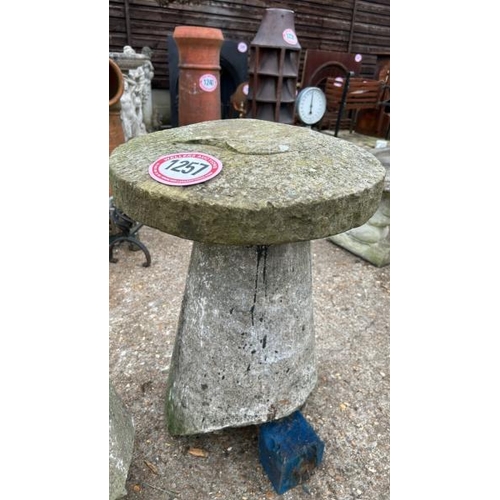 1257 - A COMPLETE STADDLE STONE AND ONE BASE, BOTH DAMAGED, 64CM (H) / ALL LOTS ARE LOCATED IN SL0 9LG, REG... 