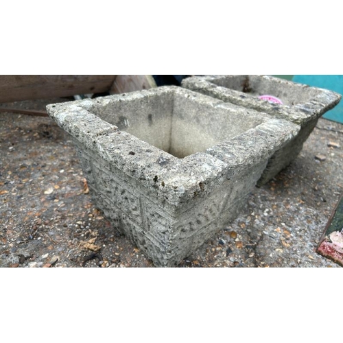 1266 - A PAIR OF SQUARE PLANTERS, 21CM (H) X 31CM (DIA) / ALL LOTS ARE LOCATED IN SL0 9LG, REGRETFULLY WE D... 