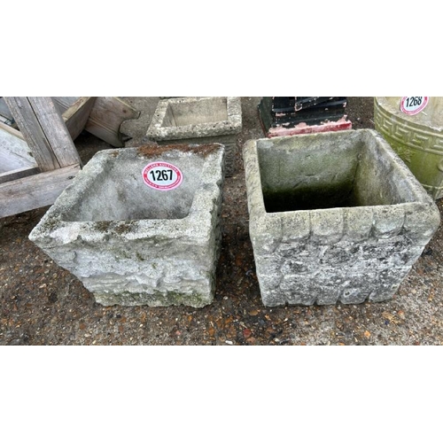 1267 - A PAIR OF NON-MATCHING PLANTERS, LARGEST 21CM (H) X 32CM (DIA) / ALL LOTS ARE LOCATED IN SL0 9LG, RE... 