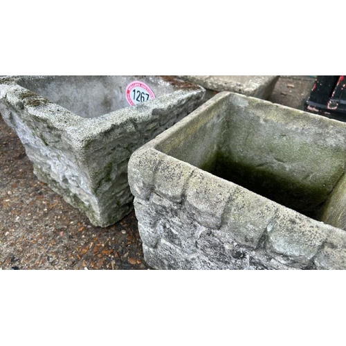 1267 - A PAIR OF NON-MATCHING PLANTERS, LARGEST 21CM (H) X 32CM (DIA) / ALL LOTS ARE LOCATED IN SL0 9LG, RE... 