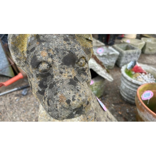 1272 - A RECONSTITUTED STONE STATUE OF A SITTING DOG, 92CM (H), HAS BEEN HISTORICALLY REPAIRED / ALL LOTS A... 