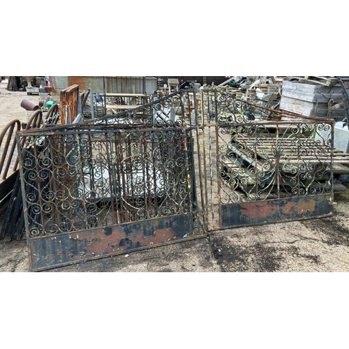 1280 - A PAIR OF ORNATE CAST AND WROUGHT IRON DRIVEWAY GATES, EACH SECTION 140.5CM (H) X 150CM (W) / ALL LO... 