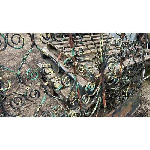 1280 - A PAIR OF ORNATE CAST AND WROUGHT IRON DRIVEWAY GATES, EACH SECTION 140.5CM (H) X 150CM (W) / ALL LO... 