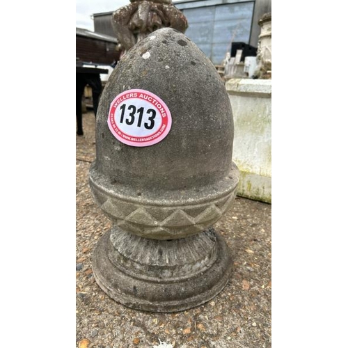 1313 - A TWO PIECE RECONSTITUTED STONE FINIAL, 50CM (H) / ALL LOTS ARE LOCATED IN SL0 9LG, REGRETFULLY WE D... 