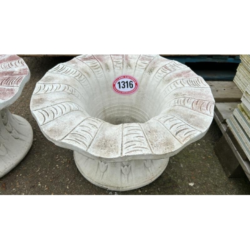 1316 - TWO RECONSTITUTED STONE FEATURES, 32CM (H) X 54CM (DIA) / ALL LOTS ARE LOCATED IN SL0 9LG, REGRETFUL... 