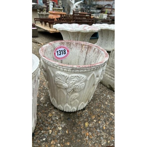 1318 - A PAIR OF RECONSTITUTED STONE PLANTERS, 32CM (H) X 32CM (DIA) / ALL LOTS ARE LOCATED IN SL0 9LG, REG... 