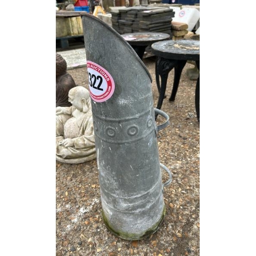 1322 - A GALVANISED CHICKEN FEED SCUTTLE, 64CM (H) / ALL LOTS ARE LOCATED IN SL0 9LG, REGRETFULLY WE DO NOT... 