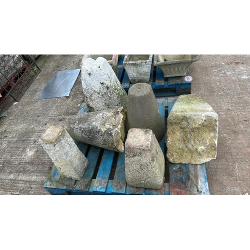 1331 - SIX STADDLE STONE BASES, LARGEST 60CM (H) / ALL LOTS ARE LOCATED IN SL0 9LG, REGRETFULLY WE DO NOT O... 