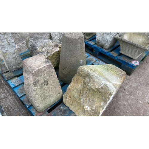 1331 - SIX STADDLE STONE BASES, LARGEST 60CM (H) / ALL LOTS ARE LOCATED IN SL0 9LG, REGRETFULLY WE DO NOT O... 