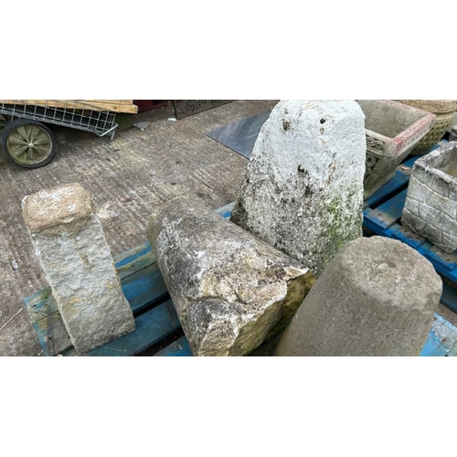 1331 - SIX STADDLE STONE BASES, LARGEST 60CM (H) / ALL LOTS ARE LOCATED IN SL0 9LG, REGRETFULLY WE DO NOT O... 