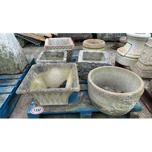 1332 - SIX RECONSTITUTED STONE PLANTERS / ALL LOTS ARE LOCATED IN SL0 9LG, REGRETFULLY WE DO NOT OFFER SHIP... 