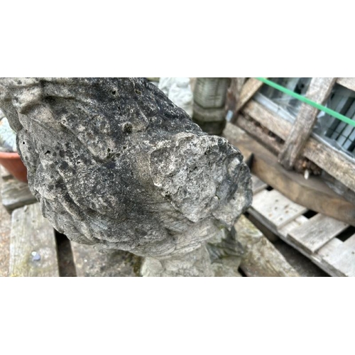 1335 - AN OLD RECONSTITUTED STONE STATUE OF A FALCON, MISSING WINGS AND IS SHOWING SIGNS OF A HISTORICAL RE... 