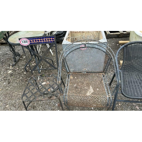 1359 - FOUR ASSORTED OUTDOOR GARDEN CHAIRS / ALL LOTS ARE LOCATED IN SL0 9LG, REGRETFULLY WE DO NOT OFFER S... 