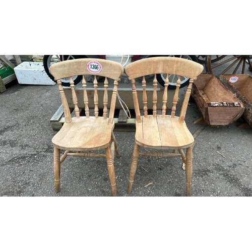 1366 - TWO WOODEN CHAIRS, 83CM (H) / ALL LOTS ARE LOCATED IN SL0 9LG, REGRETFULLY WE DO NOT OFFER SHIPPING,... 