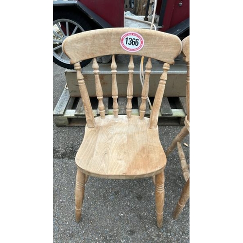1366 - TWO WOODEN CHAIRS, 83CM (H) / ALL LOTS ARE LOCATED IN SL0 9LG, REGRETFULLY WE DO NOT OFFER SHIPPING,... 