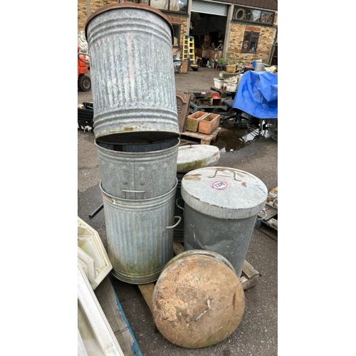 1370 - FIVE GALVANISED TRASH CANS / ALL LOTS ARE LOCATED IN SL0 9LG, REGRETFULLY WE DO NOT OFFER SHIPPING, ... 