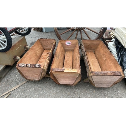 1375 - THREE WOODEN PLANTERS, 36CM (H) X 86CM (L) X 36CM (D) / ALL LOTS ARE LOCATED IN SL0 9LG, REGRETFULLY... 