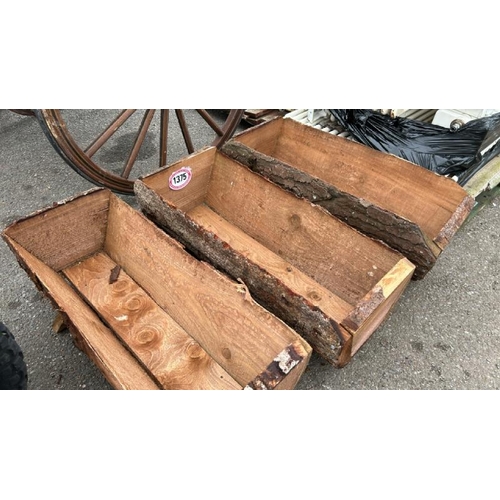 1375 - THREE WOODEN PLANTERS, 36CM (H) X 86CM (L) X 36CM (D) / ALL LOTS ARE LOCATED IN SL0 9LG, REGRETFULLY... 