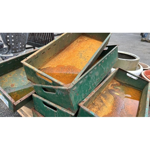 1378 - TEN VINTAGE METAL TOTES, 75CM (L) X 32CM (W) / ALL LOTS ARE LOCATED IN SL0 9LG, REGRETFULLY WE DO NO... 