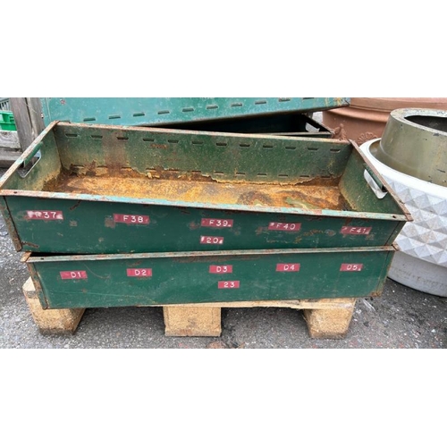 1378 - TEN VINTAGE METAL TOTES, 75CM (L) X 32CM (W) / ALL LOTS ARE LOCATED IN SL0 9LG, REGRETFULLY WE DO NO... 