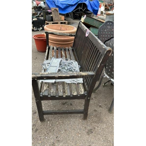 1380 - A WOODEN GARDEN BENCH, 83CM (H) X 120CM (W) X 53CM (D) / ALL LOTS ARE LOCATED IN SL0 9LG, REGRETFULL... 