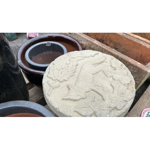 1383 - TWO TERRACOTTA PLANTERS AND SIX OTHERS / ALL LOTS ARE LOCATED IN SL0 9LG, REGRETFULLY WE DO NOT OFFE... 