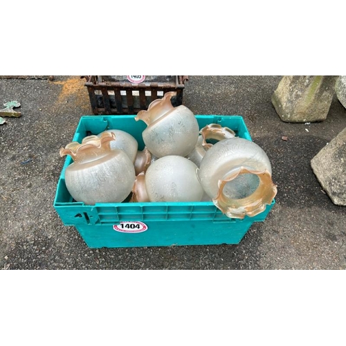 1404 - NINE ANTIQUE FROSTED GLASS LIGHT SHADES, APPROX 20CM (H) / ALL LOTS ARE LOCATED IN SL0 9LG, REGRETFU... 