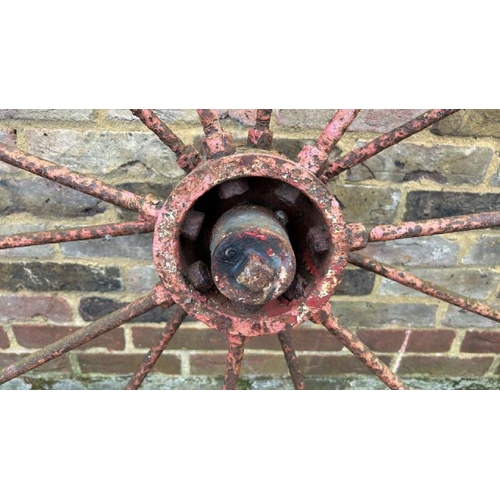1407 - A LARGE CAST IRON WHEEL, 125CM (DIA) X 10CM THICK / ALL LOTS ARE LOCATED IN SL0 9LG, REGRETFULLY WE ... 