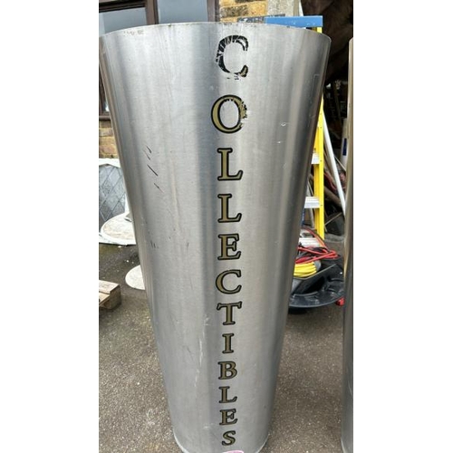 1409 - TWO STAINLESS STEEL 'ANTIQUES & COLLECTABLES' STOREFRONT SIGNS, 135CM (H) / ALL LOTS ARE LOCATED IN ... 