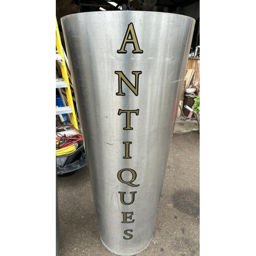 1409 - TWO STAINLESS STEEL 'ANTIQUES & COLLECTABLES' STOREFRONT SIGNS, 135CM (H) / ALL LOTS ARE LOCATED IN ... 