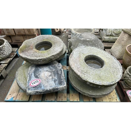 1415 - SEVEN LARGE STADDLE STONE TOPS, 52CM (DIA) / ALL LOTS ARE LOCATED IN SL0 9LG, REGRETFULLY WE DO NOT ... 