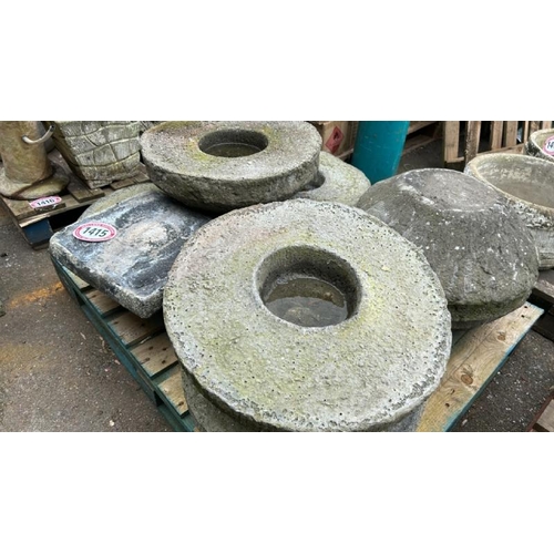 1415 - SEVEN LARGE STADDLE STONE TOPS, 52CM (DIA) / ALL LOTS ARE LOCATED IN SL0 9LG, REGRETFULLY WE DO NOT ... 