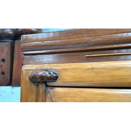 1502 - ANTIQUE CHINESE CYPRESS AND ROSEWOOD CABINET WITH BRASS FITTINGS, 178 X 108 X 59CM  / ALL LOTS ARE L... 