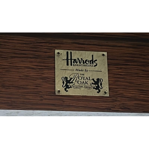 1503 - HARRODS CARVED REFECTORY ROYAL OAK DINING TABLE WITH BULBOUS CUP & COVER LEGS LEADING DOWN TO BLOCK ... 
