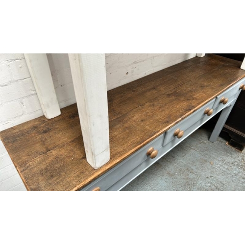1506 - GREY PAINTED PINE HALLWAY TABLE WITH THREE DRAWERS, 168 X 78 X 42CM / ALL LOTS ARE LOCATED IN SL0 9L... 