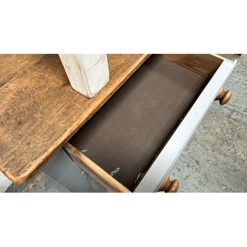 1506 - GREY PAINTED PINE HALLWAY TABLE WITH THREE DRAWERS, 168 X 78 X 42CM / ALL LOTS ARE LOCATED IN SL0 9L... 