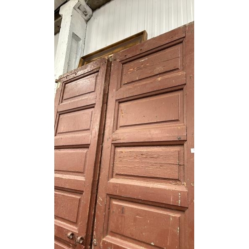 1507 - PAIR OF TALL EIGHT PANEL HEAVY WOODEN DOORS, APPROX. 262 (H) X 133 (TOTAL W) X 5CM THICK / ALL LOTS ... 