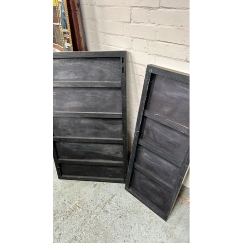 1510 - TWO DECORATIVE LACQUERED ORIENTAL CHINESE HALL GLAZED TABLE TOPS (INCOMPLETE), LARGEST 112 X 66CM / ... 