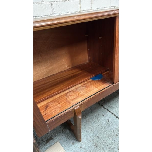 1517 - VINTAGE TEAK SIDEBOARD WITH THREE DRAWERS AND TWO SLIDING DOORS, 185 X 79 X 45CM / ALL LOTS ARE LOCA... 
