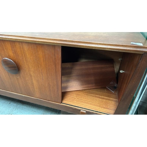 1517 - VINTAGE TEAK SIDEBOARD WITH THREE DRAWERS AND TWO SLIDING DOORS, 185 X 79 X 45CM / ALL LOTS ARE LOCA... 