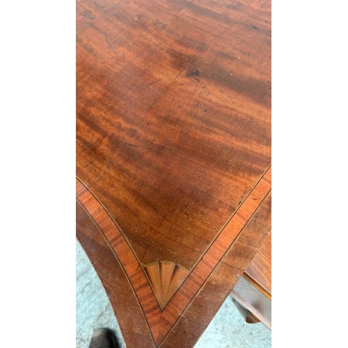 1521 - A BOW-FRONT INLAID MAHOGANY DRESSING TABLE WITH TWO SIDE CUPBOARDS AND ONE DRAWER, 153 X 97 X 67CM /... 