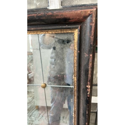 1529 - A LARGE MIRROR WITH A PAINTED BLACK WOODEN FRAME, 80 X 131CM / ALL LOTS ARE LOCATED IN SL0 9LG, REGR... 