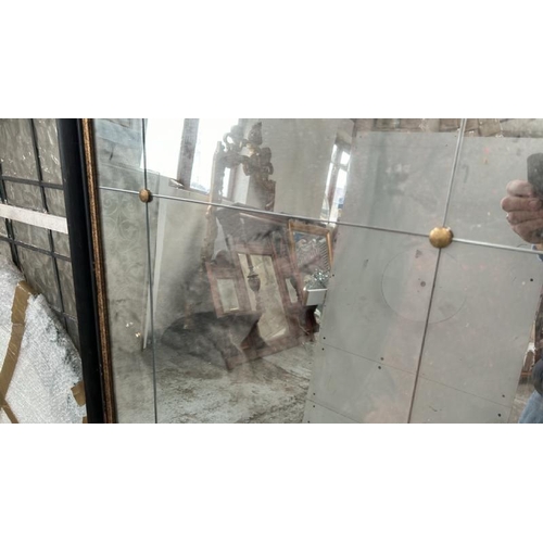 1529 - A LARGE MIRROR WITH A PAINTED BLACK WOODEN FRAME, 80 X 131CM / ALL LOTS ARE LOCATED IN SL0 9LG, REGR... 