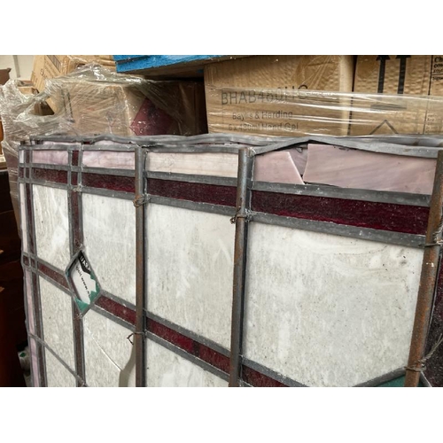 1537 - THREE LEAD-LINED STAINED GLASS WINDOWS, IN NEED OF RESTORATION, 134 X 133CM / ALL LOTS ARE LOCATED I... 