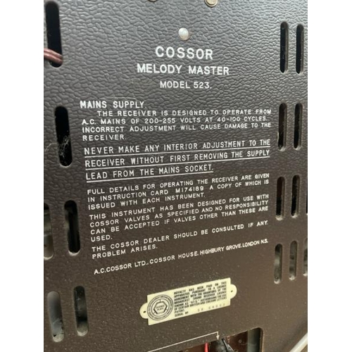 1545 - COSSOR MELODY MASTER' RADIO. MODEL 523. POWERS UP, UNTESTED / ALL LOTS ARE LOCATED IN SL0 9LG, REGRE... 