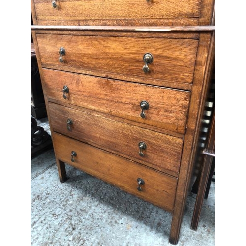 1579 - OAK SEVEN DRAWER CHEST OF DRAWERS WITH BRASS HANDLES, 83 X 150 X 43CM / ALL LOTS ARE LOCATED IN SL0 ... 