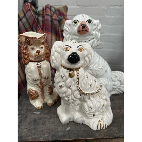 1759 - THREE PORCELAIN DOGS INCLUDING STAFFS JUG  / ALL LOTS ARE LOCATED IN SL0 9LG, REGRETFULLY WE DO NOT ... 