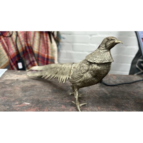 1761 - BRASS PHEASANT AND CARVED WOODEN EAGLE  / ALL LOTS ARE LOCATED IN SL0 9LG, REGRETFULLY WE DO NOT OFF... 