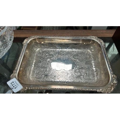 1773 - QUANTITY OF SILVER PLATE INC. SPOONS AND A TRAY / ALL LOTS ARE LOCATED IN SL0 9LG, REGRETFULLY WE DO... 