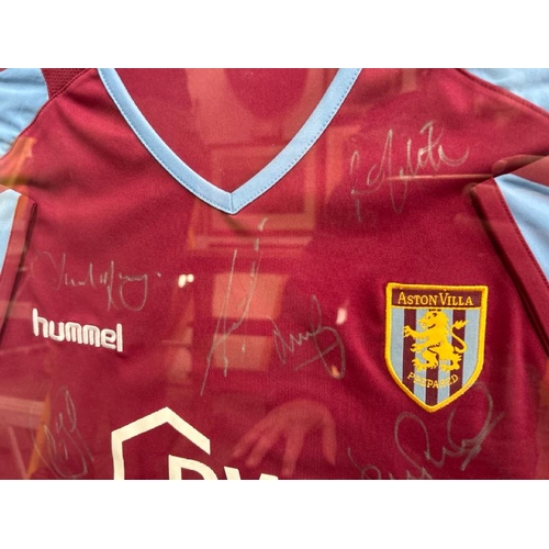 1791 - A FRAMED AND GLAZED SIGNED ASTON VILLA FC FOOTBALL SHIRT, FRAME SIZE 91CM (H) X 84CM (W) / ALL LOTS ... 